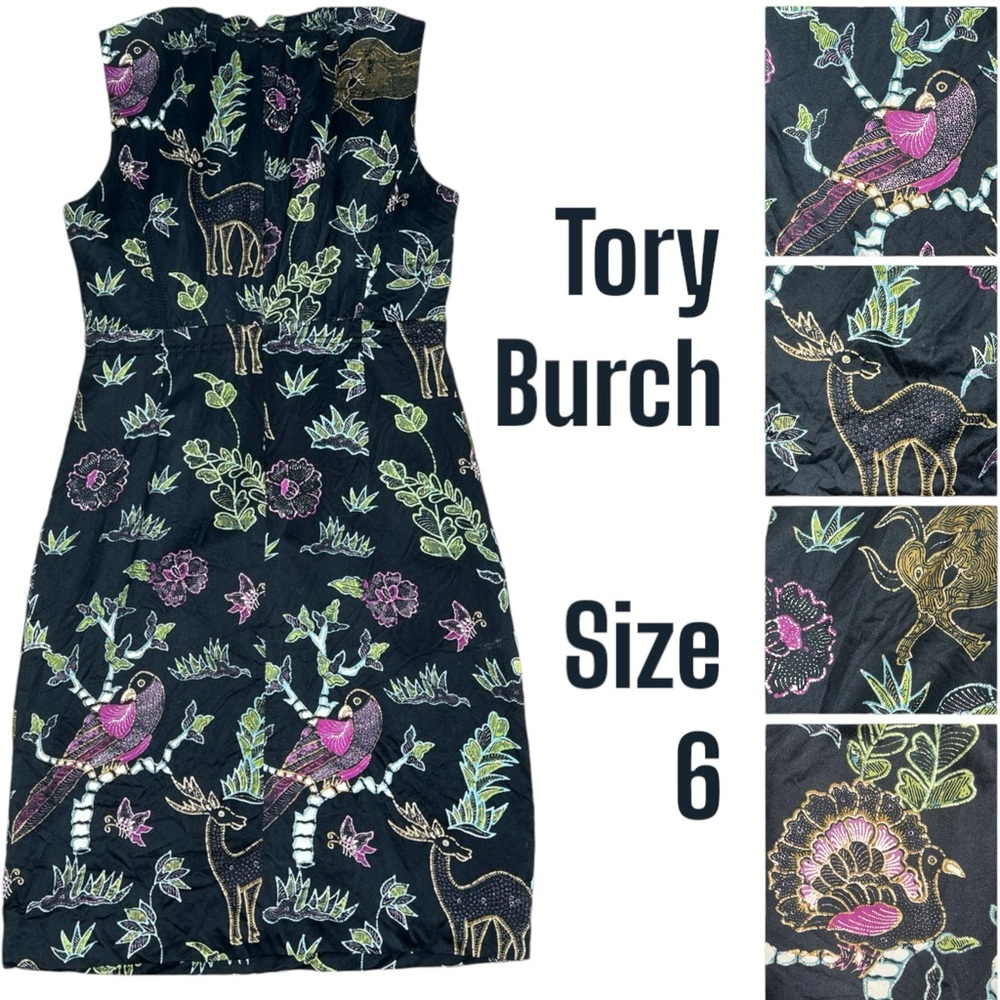 Tory Burch Silk Blend Mini Sheath Dress magical animal print size 6 - Picture 1 of 15